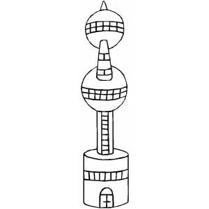 Alien Circle Building Coloring Sheet 