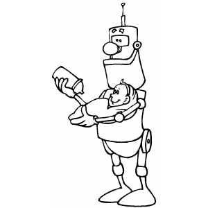 Robot With Baby Coloring Sheet 