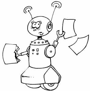 Robot With Papers Coloring Sheet 