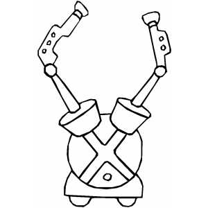 Round Robot With Two Hands Coloring Sheet 