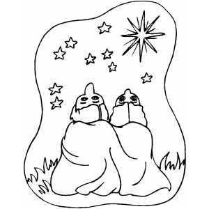 Couple Stargazing Coloring Sheet 