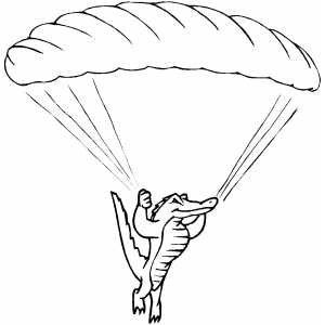 Sky Diving Alligator Coloring Sheet 