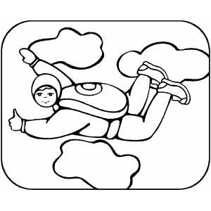 Sky Diving Thumbs Up Coloring Sheet 