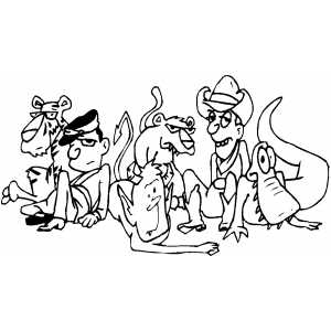 Cartoon Collage Coloring Sheet 