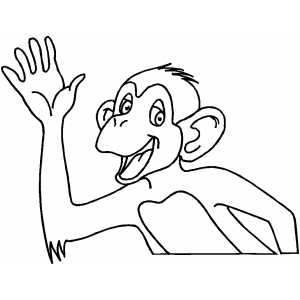 Chimp Waving Coloring Sheet 