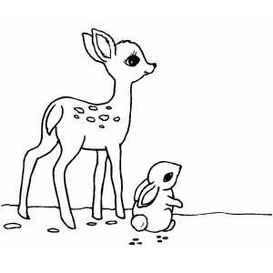 Deer And Rabbit Coloring Sheet 