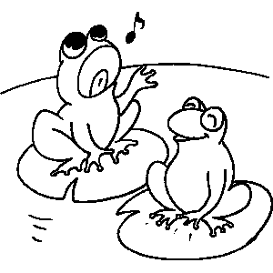 Frogs Singing Coloring Sheet 