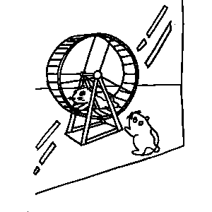 Hamster on Wheel Coloring Sheet 