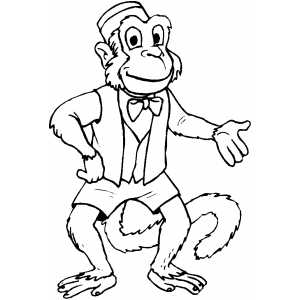 Monkey In Suit Coloring Sheet 