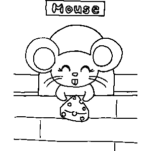 Mouse with Cheese Coloring Sheet 