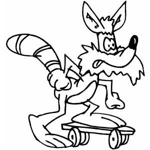 Raccoon Skateboarding Coloring Sheet 