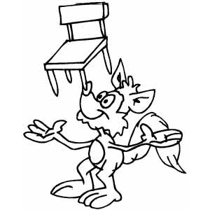 Squirrel Balancing With Chair Coloring Sheet 