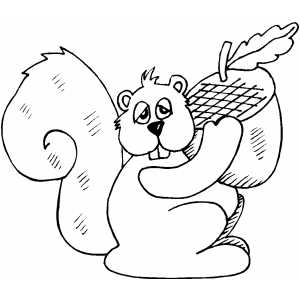 Squirrel With Acorn Coloring Sheet 