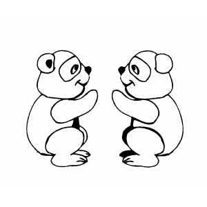 Two Playing Pandas Coloring Sheet 