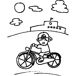 Boy on Bike Coloring Sheet 