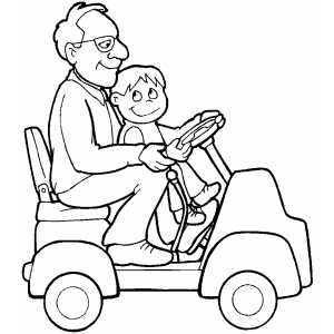 Golfer In Cart Coloring Sheet 