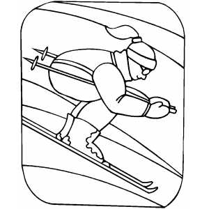 Skier In Movement Coloring Sheet 