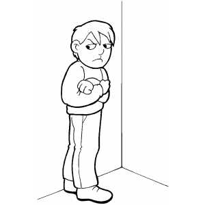 Angry Boy Standing At Corner Coloring Sheet 