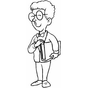 Bookworm Boy Coloring Sheet 