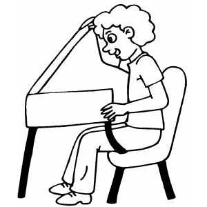 Boy Opening Desk Coloring Sheet 