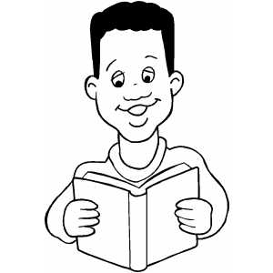 Boy Reading Book Coloring Sheet 