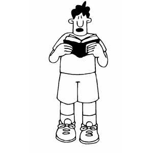 Confused Boy Studying Book Coloring Sheet 