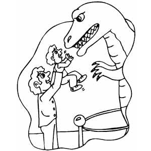 Dinosaur At Paleontology Museum Coloring Sheet 