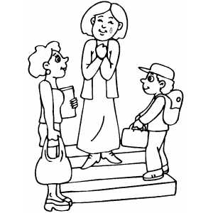 First Day At School Coloring Sheet 