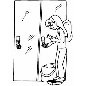 Girl At Locker Coloring Sheet 