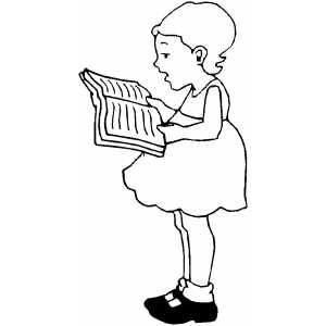 Girl Reading Book Coloring Sheet 