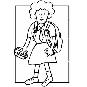 Girl With Lunch Coloring Sheet 
