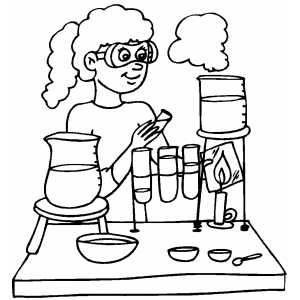 Girls Working At Chemistry Lab Coloring Sheet 