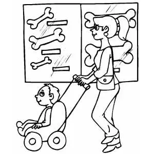 Paleontology Museum Bones Exponation Coloring Sheet 