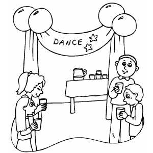 School Dance Party Coloring Sheet 