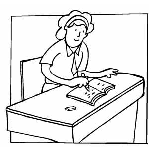 Student Writing At Desk Coloring Sheet 