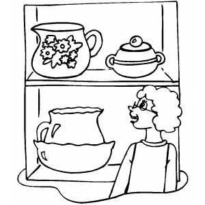 Woman At Pottery Museum Coloring Sheet 
