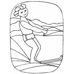 Boy Enjoys Water Skiing Coloring Sheet 