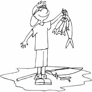 Boy Fishing Coloring Sheet 