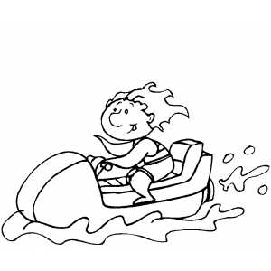 Boy Jet Skiing Coloring Sheet 