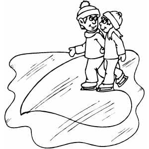 Couple Ice Skating Coloring Sheet 