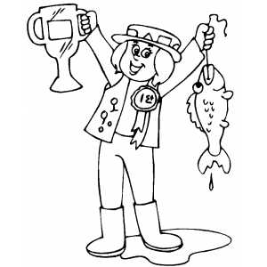 Fisherman With First Prize Coloring Sheet 