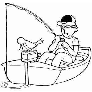 Fishing On Boat Coloring Sheet 