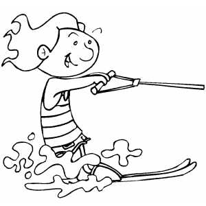 Girl At Water Skiing Coloring Sheet 