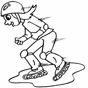 Girl In Line Skating Coloring Sheet 