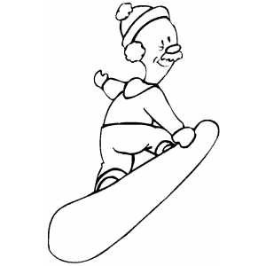 Old Man Snowboarder Coloring Sheet 