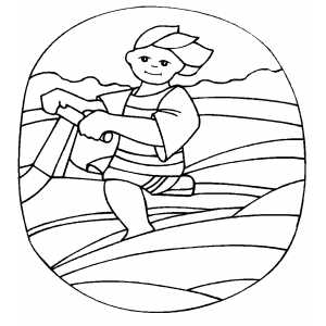 Smiling Boy Jet Skiing Coloring Sheet 