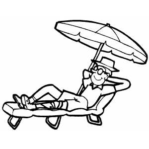 Sunbathing Under Umbrella Coloring Sheet 