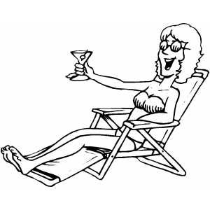 Sunbathing With Martini Coloring Sheet 