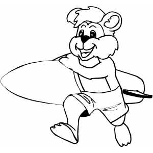 Surfer Bear Coloring Sheet 