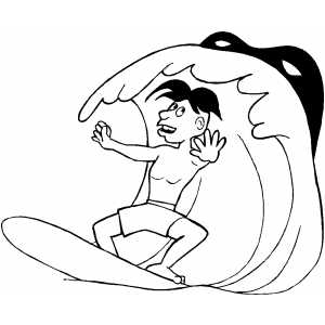 Surfer Under Wave Coloring Sheet 